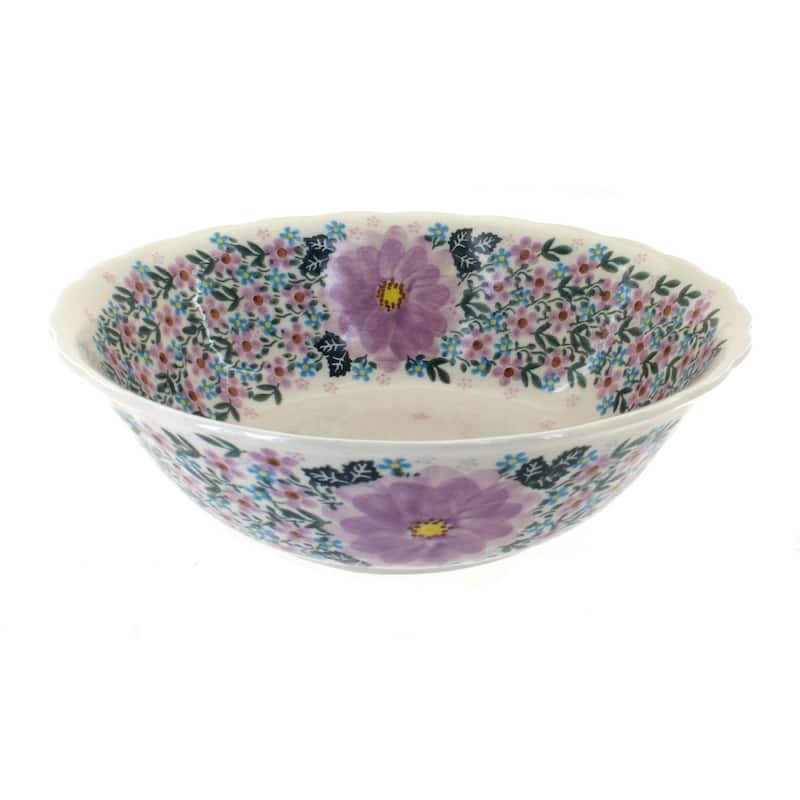 Blue Rose Polish Pottery 204 Vena Large Serving Bowl - Lilac Garden