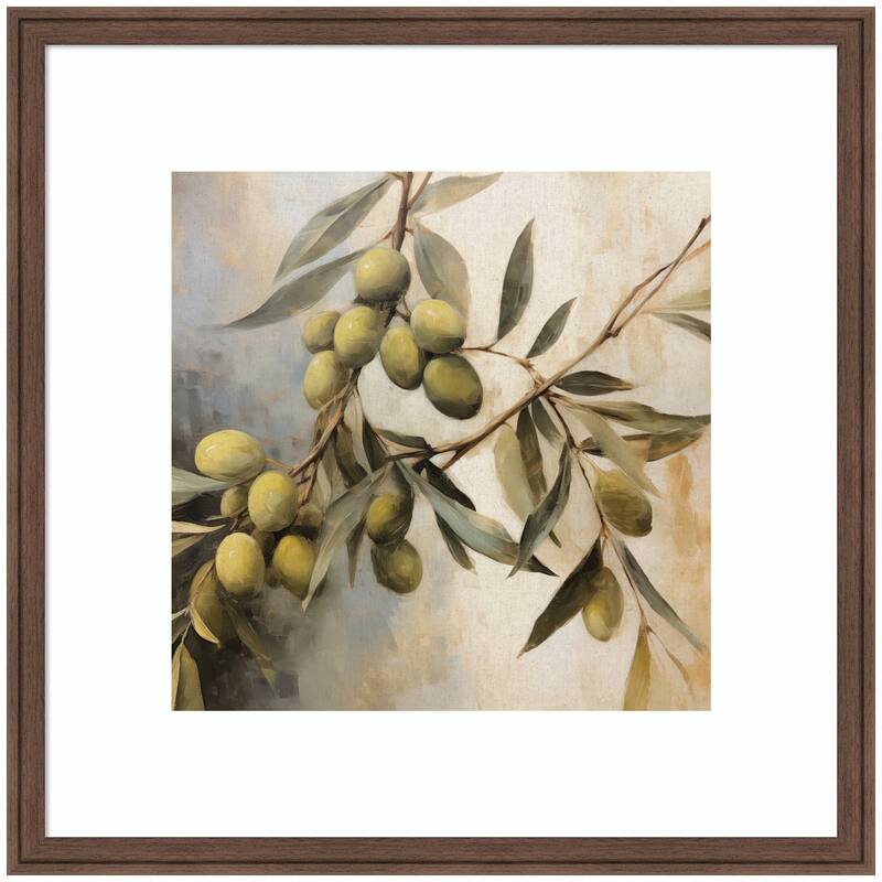 Kate and Laurel Olive Tree by The Creative Bunch Studio Framed Wall Art Print - 26 x 26 - Brown