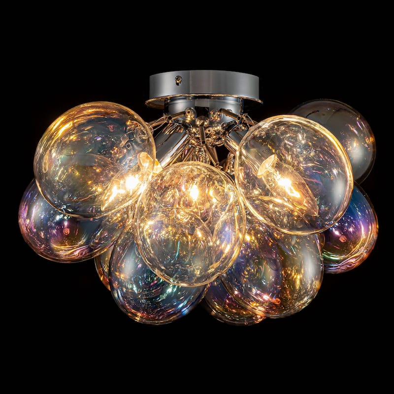 Starsky 3-Light 17in. Contemporary Glass Bubble Semi Flush Mount