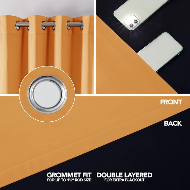 Deconovo 100 Percent Blackout Double Layers Lined Curtain (2 Panel)