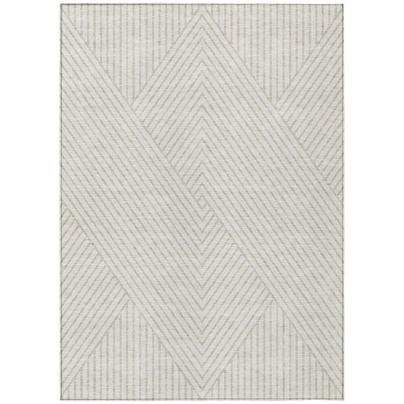 Machine Washable Indoor/ Outdoor Modern Geo Chantille Rug