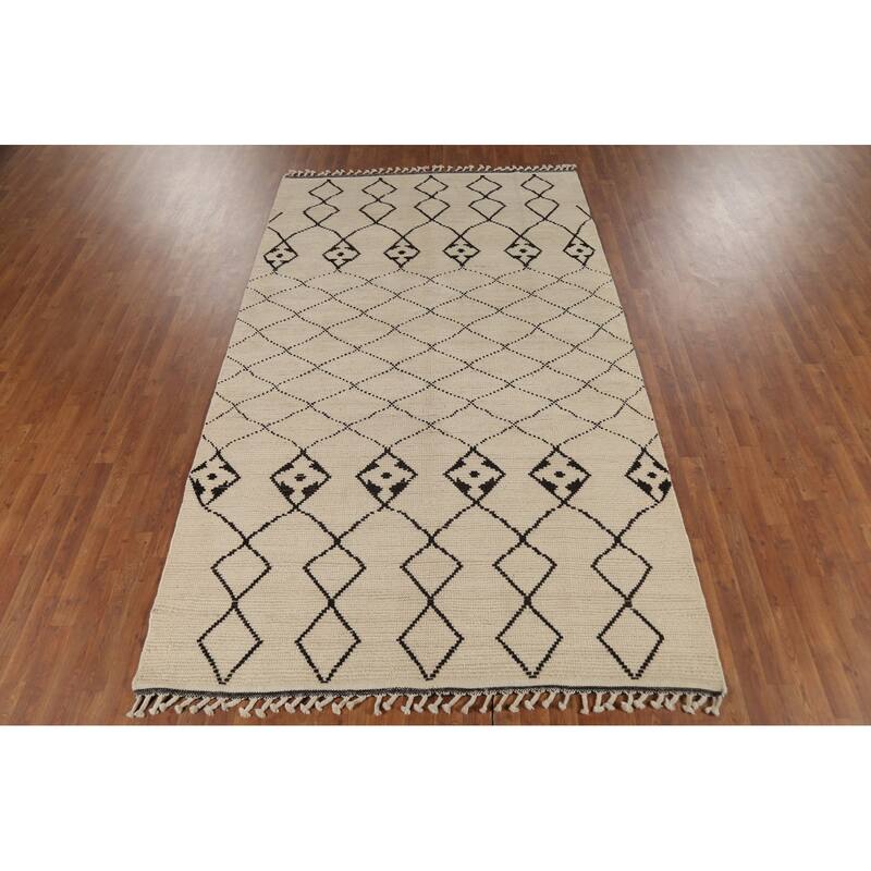 Trellis Moroccan Oriental Area Rug Handmade Modern Wool Carpet - 5'10"x 9'8"