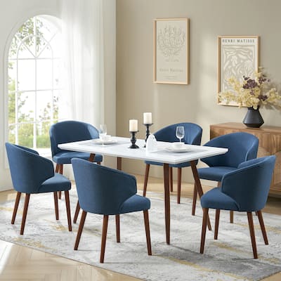 Nina Dining Chair with Wing Back Solid Wood Legs Set of 6 by HULALA HOME