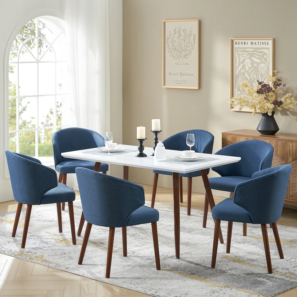 Nina Dining Chair with Wing Back Solid Wood Legs Set of 6 by HULALA HOME