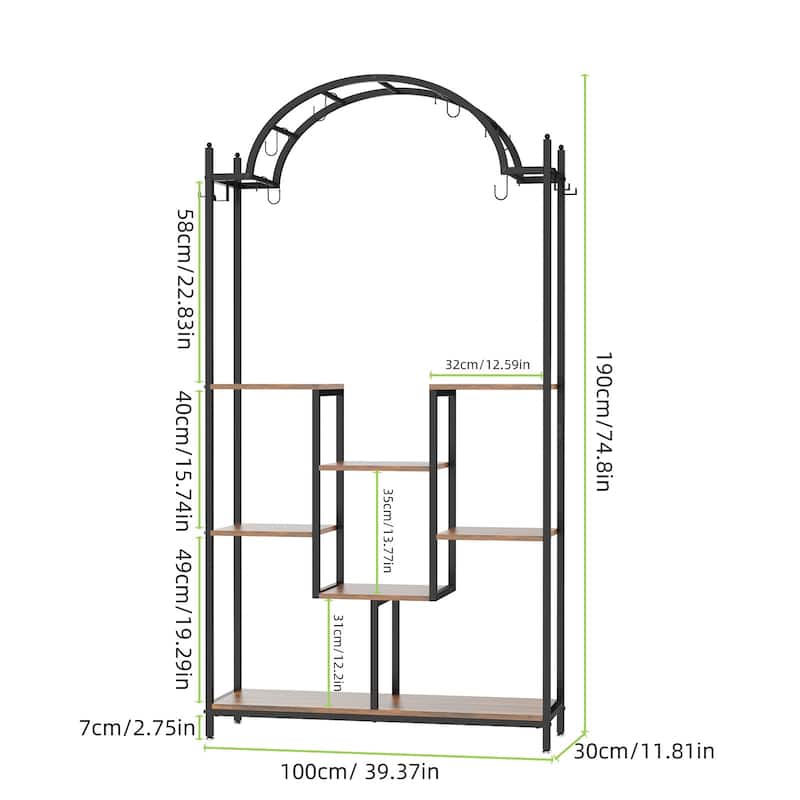 Heavy Duty Large Metal Plant Stand Flower Rack with Arched Top - 75" x 40" x 12"