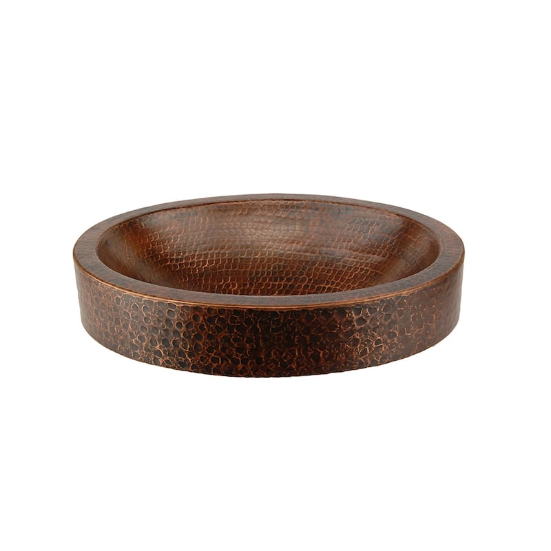 17-in Compact Oval Skirted Vessel Hammered Copper Sink (VO17SKDB)
