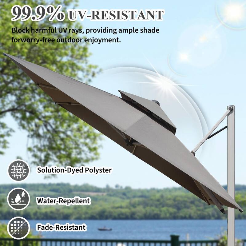 Aluminum Patio Umbrella - 360° Rotation, Hydraulic Lift