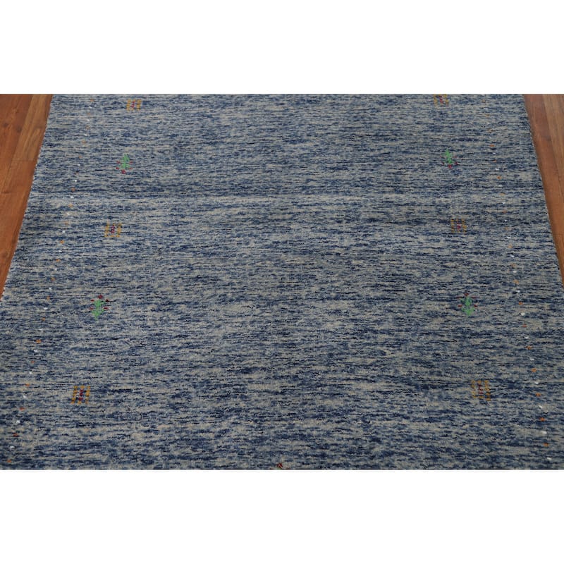 Tribal Blue Gabbeh Oriental Rug Handmade Wool Carpet - 4'0" x 5'10"