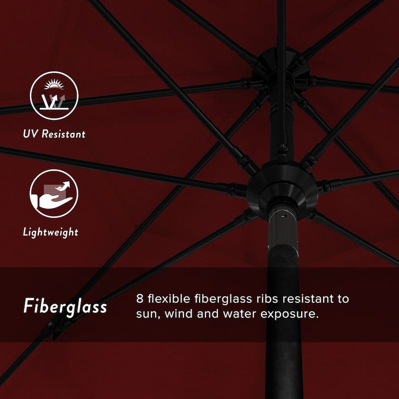 California Umbrella 11' Rd. Alum/Fiberglass Rib Market Umb,Crank Lift/Collar Tilt, Dbl Wind Vent, Black Finish, Olefin Fabric