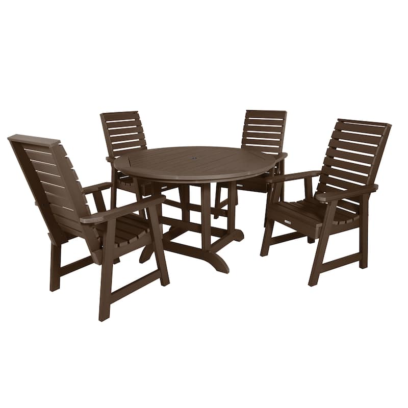 Weatherly 5-piece Outdoor Dining Set - 48" Round Table, Dining-height - Weathered Acorn