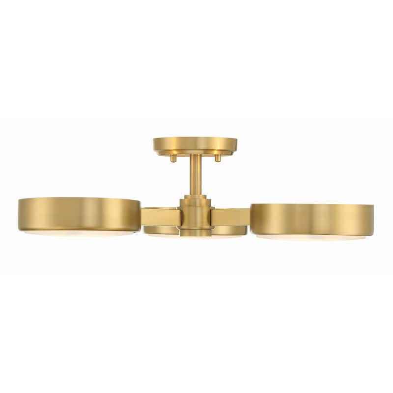 Orson 3 Light Modern Gold Semi Flush Mount - 22.5"W x 6.5"H x 22.5"D