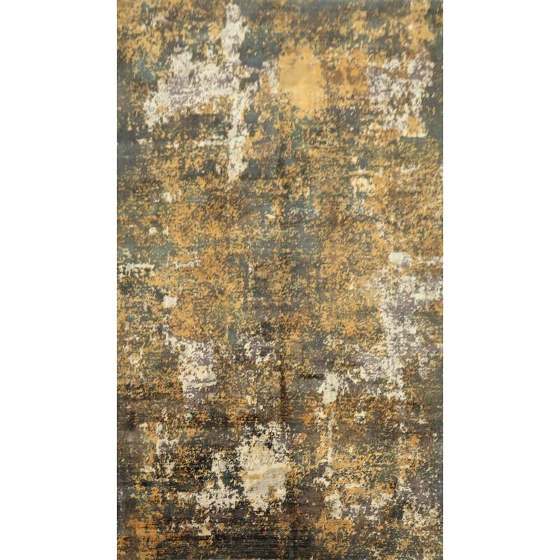 Hand Knotted Oriental Viscose Silk Carpet Modern Abstract Multi-Colored Abstract Area Rug - 7' 11'' X 4' 10''
