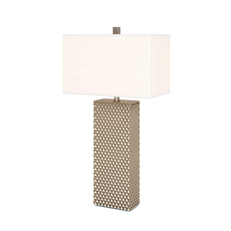 Lux Lighting 29" Stunning Gold and White Linen Shade Table Lamps (Set of 2) 3-Way Switch