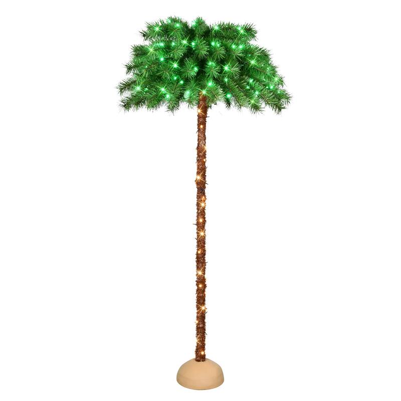 Puleo International 6' Pre-Lit Artificial Palm Tree with Green and Clear Lights