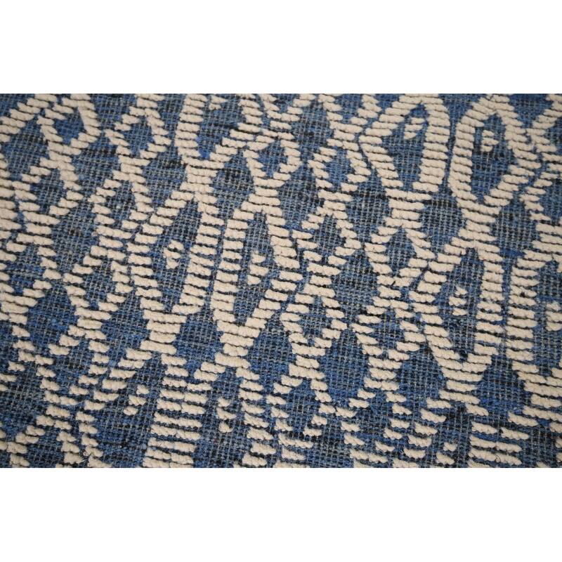 Trellis Moroccan Large Modern Area Rug Hand-Knotted Wool Carpet - 9'7" x 14'8"