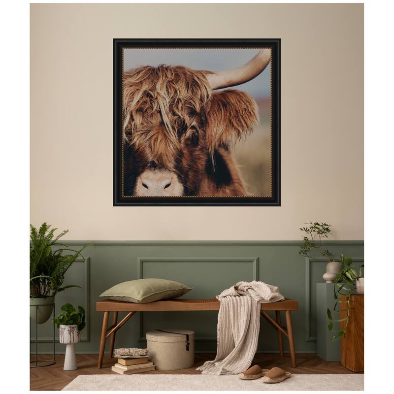 Kate and Laurel Nosy Highland by Laura Evans Framed Wall Art Print