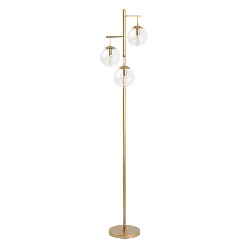Floor Lamp Modern Brass 69" 3-Light Clear Glass Globes