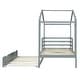 preview thumbnail 11 of 13, Gray Twin Size Solid Wood House Bed with Trundle, Fence, and Writing Board for Kids