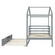 preview thumbnail 11 of 13, Gray Twin Size Solid Wood House Bed with Trundle & Writing Board