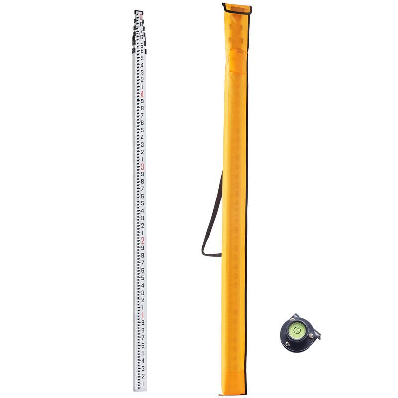 Aluminum Grade Rod, Telescopic Measuring Rod, Double-Sided Scale Leveling Rod Stick,Aluminum Alloy Survey Rod with Bubble Level - 25-Feet/10ths