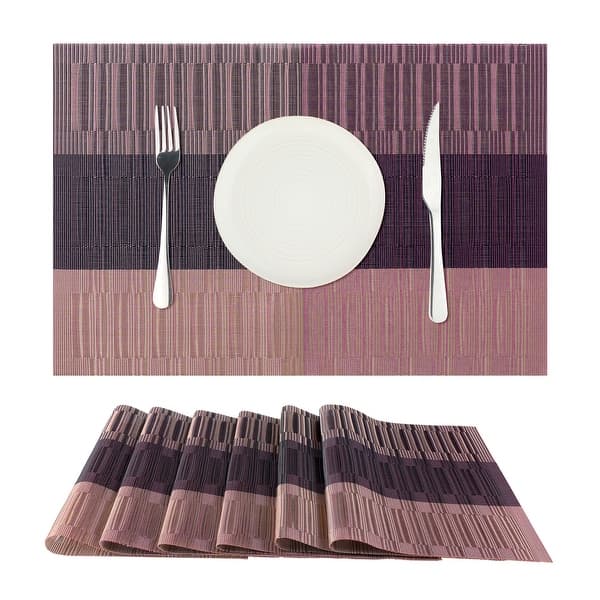Placemats Set of 6, Heat-Resistant Woven Placemat, Non-Slip Table Mats - 18x12 inch - Red Black