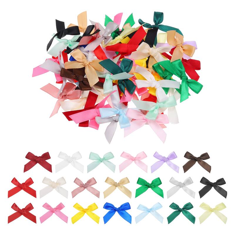 100Pcs Mini Ribbon Bow 1.8 inch Mini Fabric Satin Ribbon