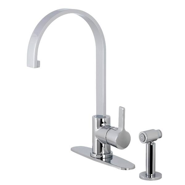 slide 2 of 17, Kingston Brass Continental Single-Handle Kitchen Faucet with Brass Sprayer