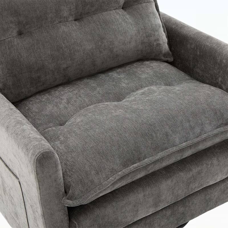 Modern Swivel Barrel Chair with Thick Padding,Metal Base,for Living Room and Bedroom