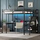 preview thumbnail 2 of 10, Black Full Size Metal Loft Bed with L-shaped Desk and USB, Wardrobe and Adjustable Shelf, LED for Kids, Teens, Adults