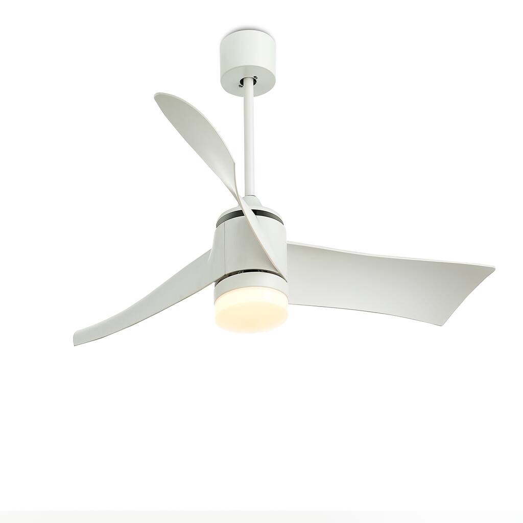 52 Inch Modern Ceiling Fans with Integrated LED Light White