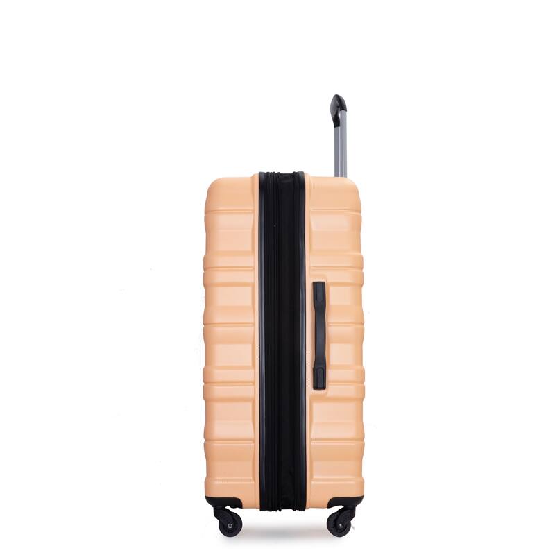 3-Piece, Expandable Luggage, Lightweight Luggage with 2 Hooks, TSA Lock, and Swivel Wheels, for Boarding Travel, Peach