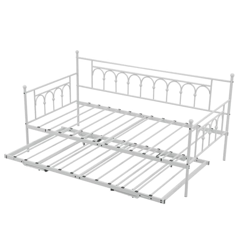 Metal Twin DayBed with Trundle Bed Twin for Adults,Space-Saving Bed