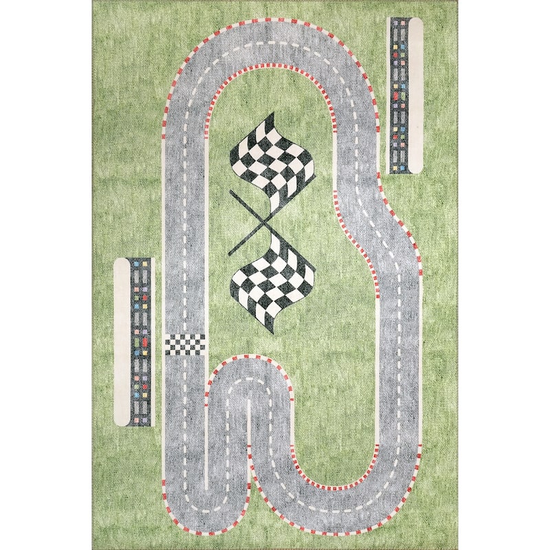 Dynamic Rugs Kidz Ivory/Multi Polyester Children's Area Rug