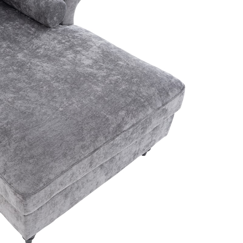 Anmytek Oversized Chenille Chaise Lounge Sofa Bed - Wide Seat Lazy Sleeper Reading Armchair