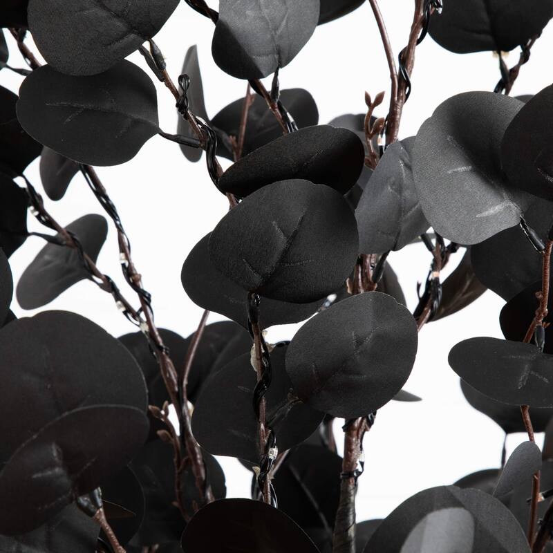 Pre-Lit Artificial Halloween Eucalyptus Potted Tree - 6' - Orange and Purple LED Lights