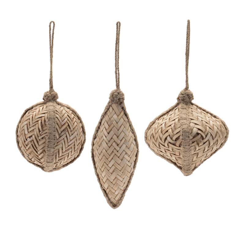 Woven Bamboo Ornament (Set of 6) - N/A