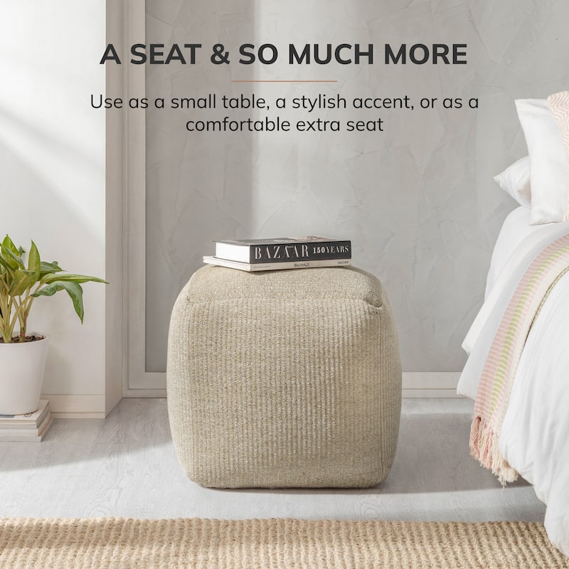 Jani 20-inch Ottoman Pouf - Handcrafted Handmade Ottoman for Seating, Footrest, Home Decor for Living Room, Bedroom