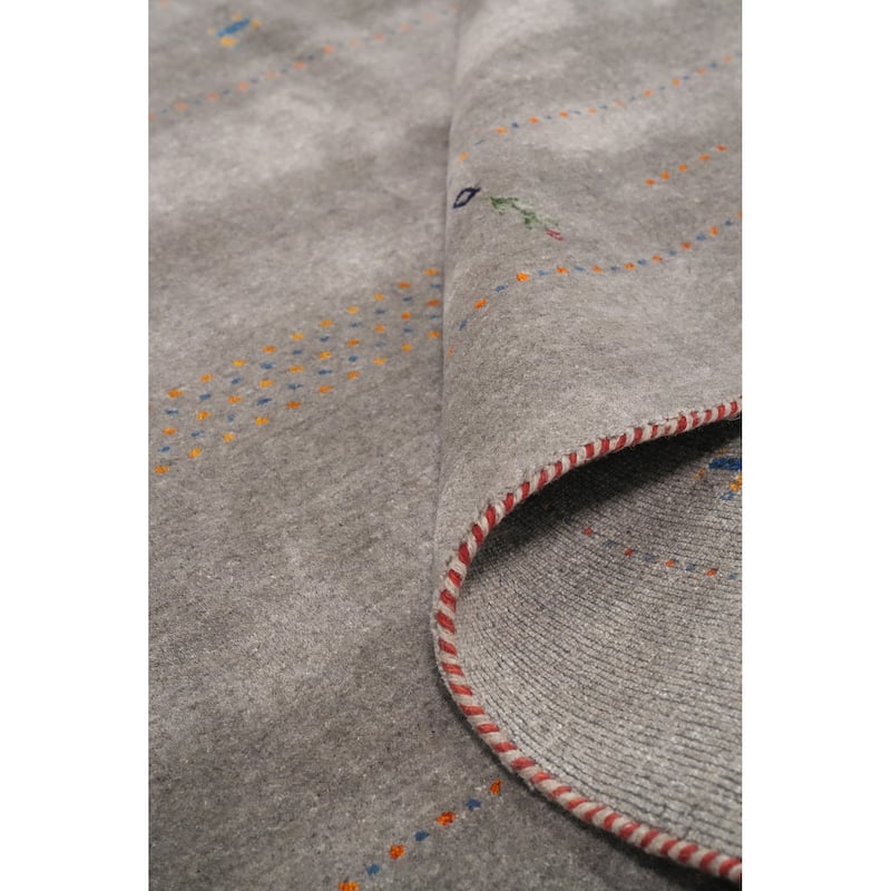 Hand Knotted Oriental 100% Wool Carpet Tribal Animal Pictorial Greys & Charcoal Gabbeh Area Rug - 8' 1'' X 5' 10''