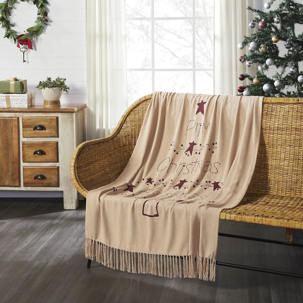 Prim Christmas Blessings Woven Throw 60x50