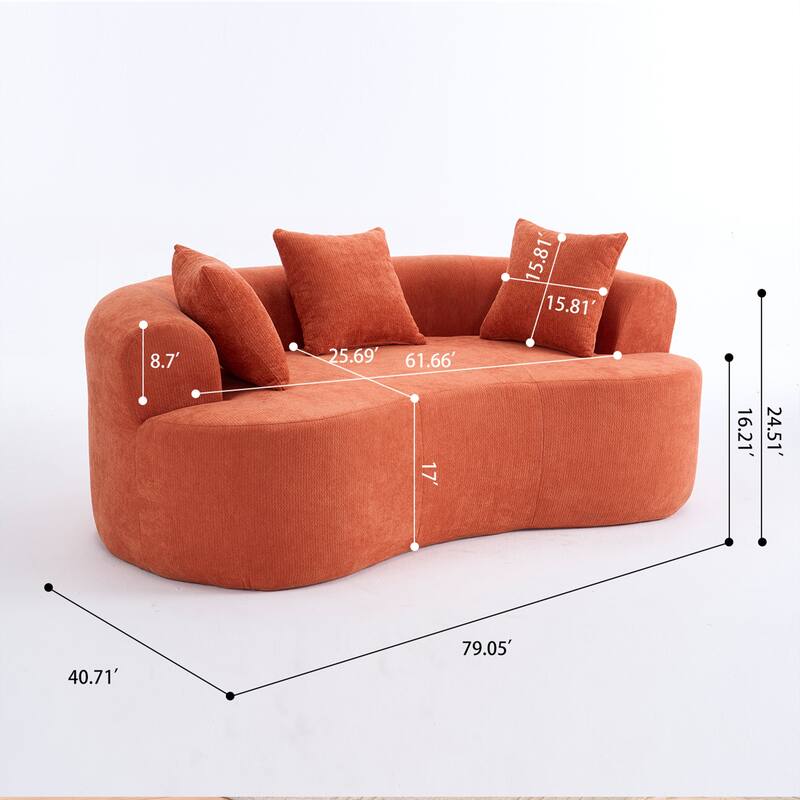 GDFStudio - Modern Crescent-Shaped Chenille 79" 3-Seater Sofa