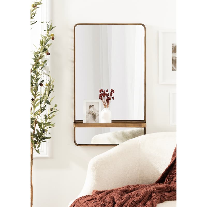 Kate and Laurel Estero Wall Rectangle Mirror with Shelf
