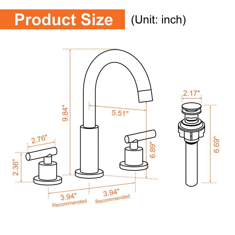 Widespread Bathroom Sink Faucet With Drain Assembly 3 Holes 8 Inch Bathroom Faucets Two Handle Modern Lavatory Basin Vanity Taps