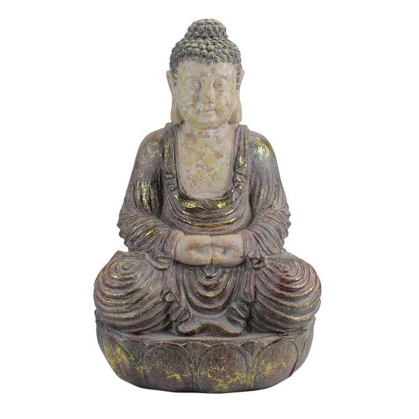 22" Brown and Beige Meditating Buddha Outdoor Garden Statue - N/A