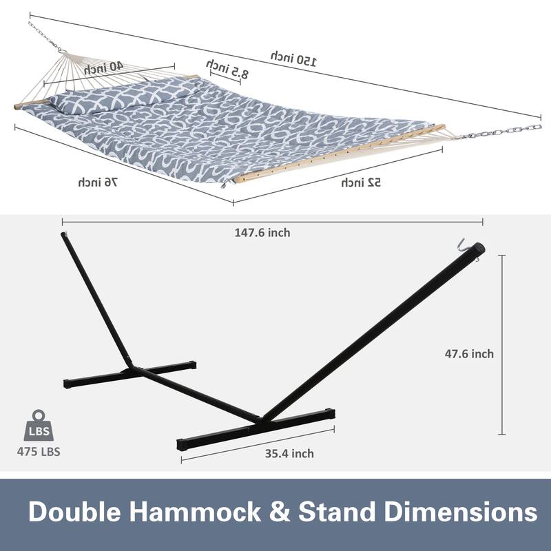 Hammock Double Hammock with Stand, Two Person Cotton Rope Hammock