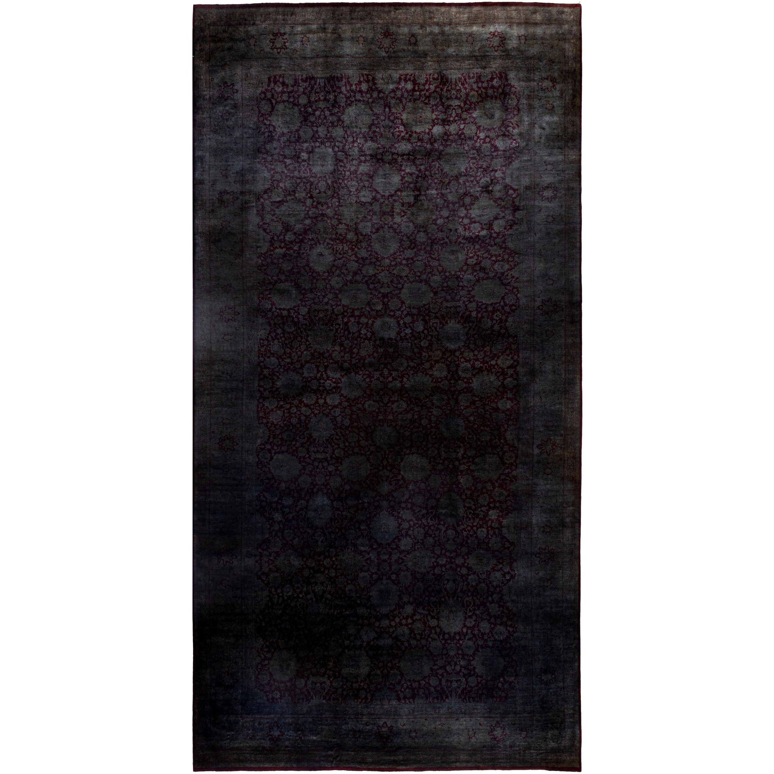 Overdyed One-of-a-Kind Hand-Knotted Area Rug - Gray - 9' 3" x 17' 9"