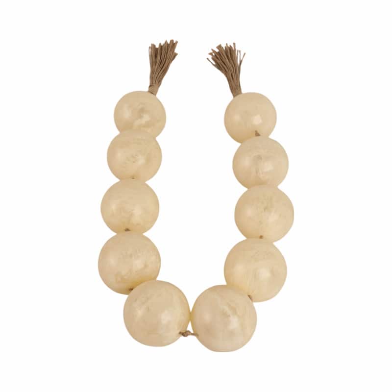 Decorative Bead Strand with Resin Spheres and Woven Jute Tassels - 46" x 3" x 3"