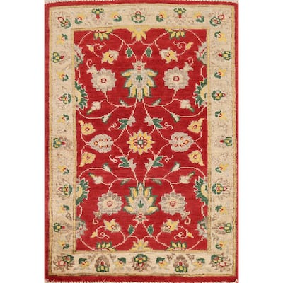 Floral Red Kazak Foyer Rug Hand-Knotted Wool Carpet - 2'0"x 3'0"