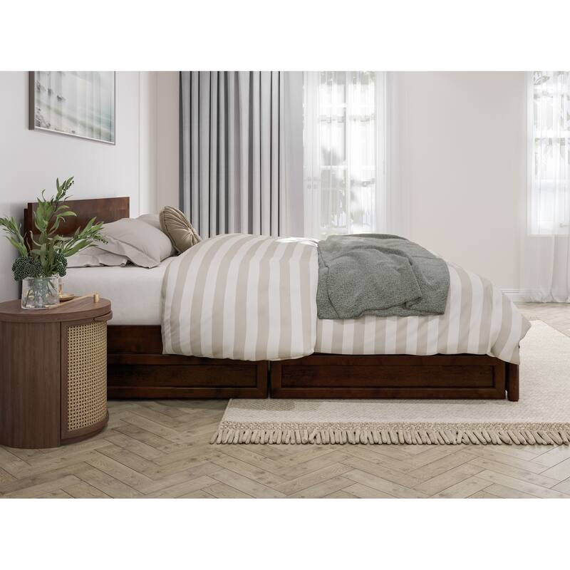 Wesley Platform Bed with Panel Footboard and Storage Drawers