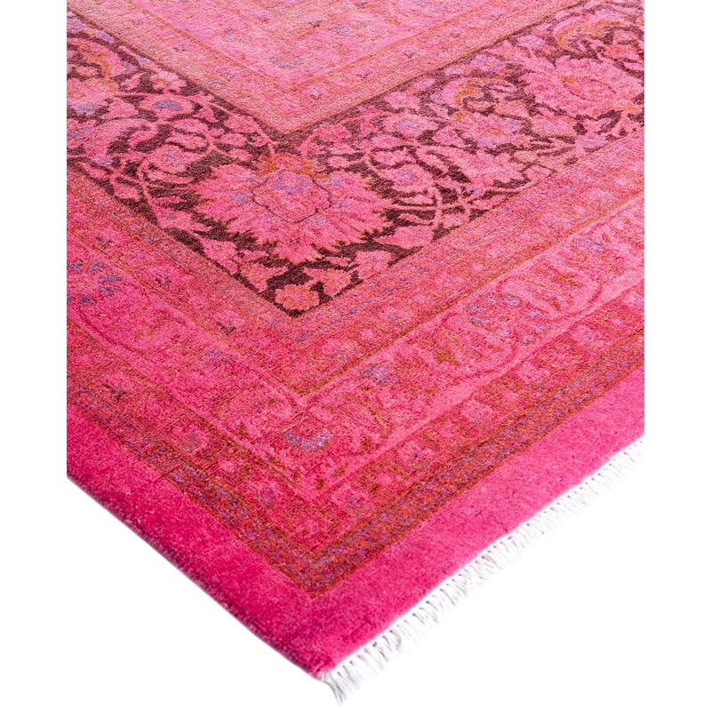 Overdyed One-of-a-Kind Hand-Knotted Square Area Rug - Pink - 12' 4" x 12' 6"