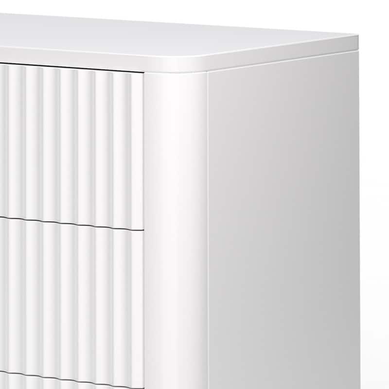 3 Drawer Dresser Storage Dresser Chest of Drawers with Waveform Panel Wood